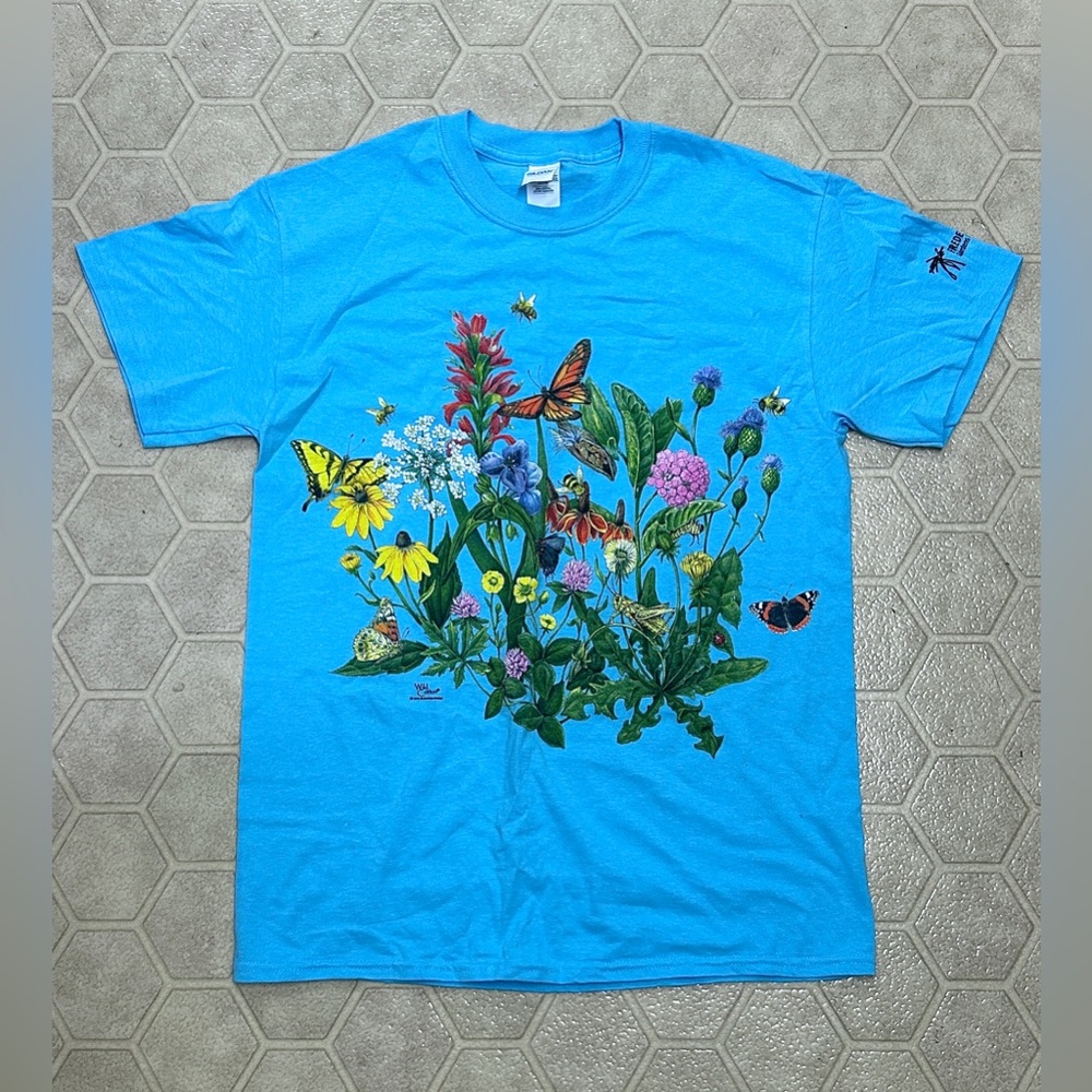 Unisex Adult Medium Cotton Turquoise FREDERICK MEIJER GARDENS Art Print T Shirt